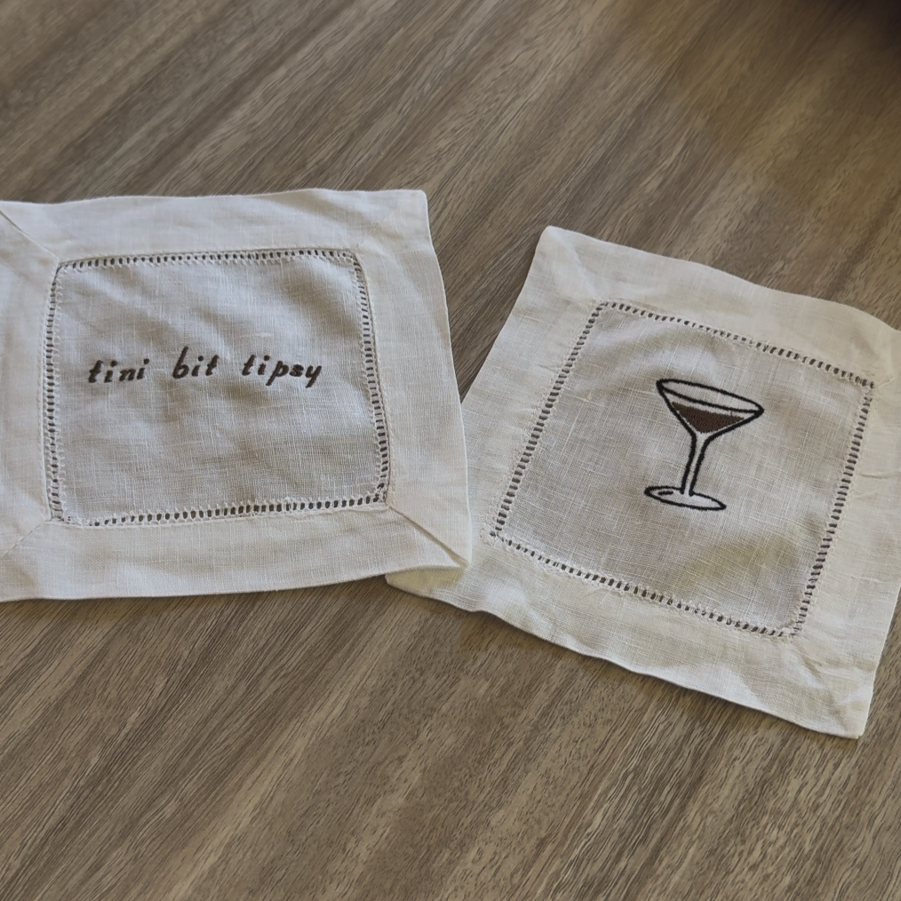 Tini Bit Tipsy Linen Cocktail Napkins